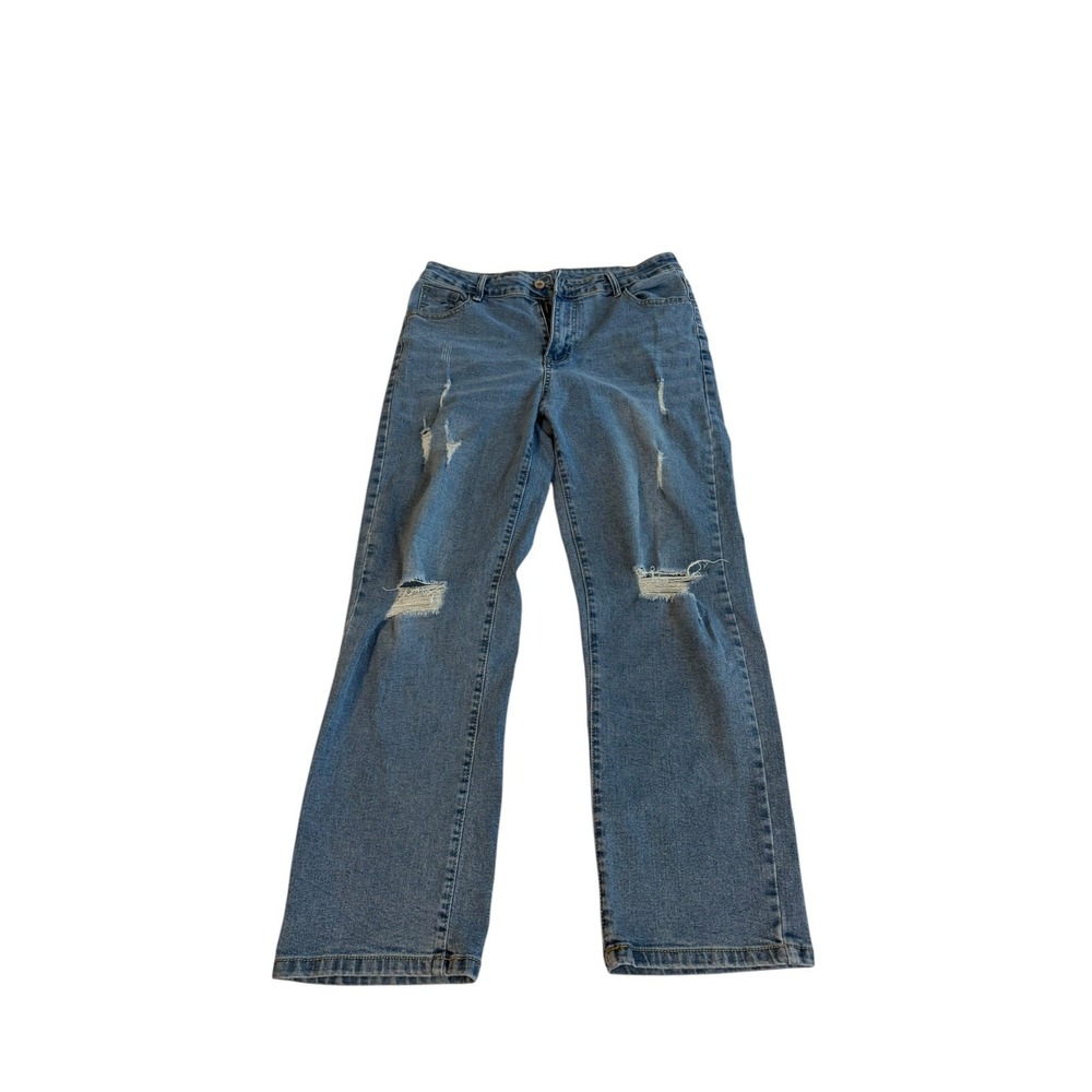 Unbranded Distressed Wide Leg Jeans Medium Wash Ripped High Rise Size 29